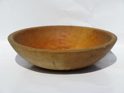 large old primitive wood bowl, vintage Parrish woodenware