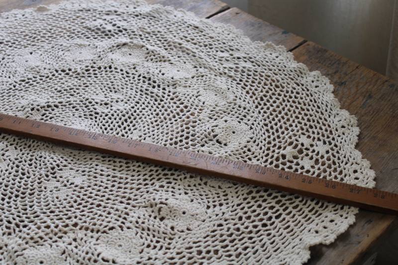 large round crochet lace doily, vintage hippie girl wall hanging or table cover
