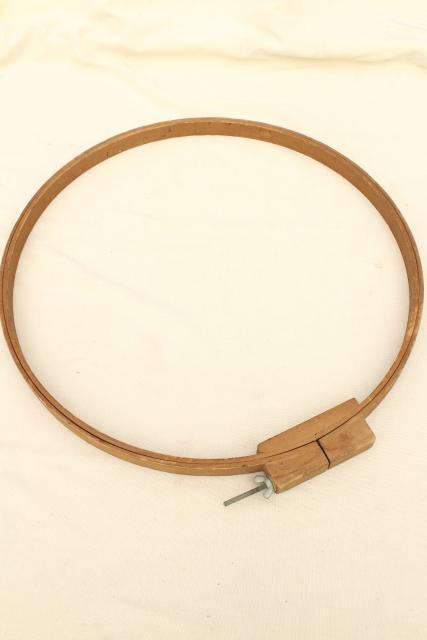 large round & oval wood hoop needlework frames, vintage embroidery or ...