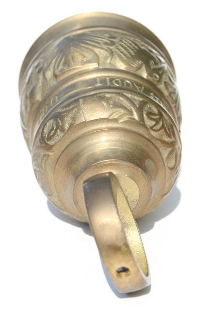 large solid brass door bell or garden chime, qui me tangit vocem meam audit