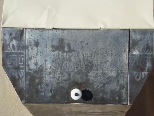 large vintage tin tea chest, old painted zinc shipping  storage box for tea