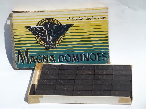 large vintage wood domino tiles, old dominoes set, lot game pieces for parts