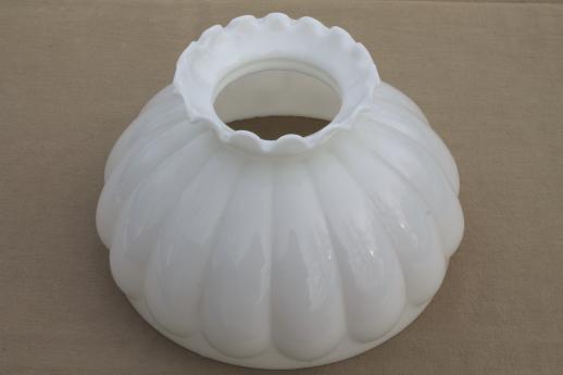 large white milk glass lamp shade for student lamp, melon ribbed glass lampshade 