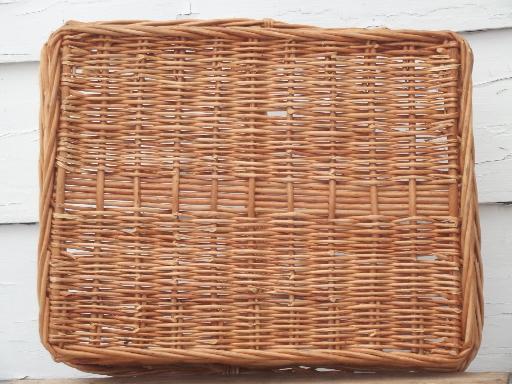 large wicker garden basket, vintage gathering basket for produce / flowers