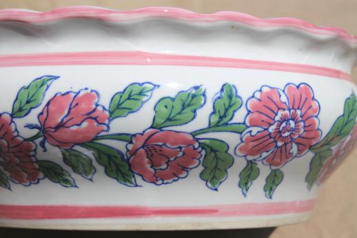 ld Chinese peony pattern porcelain bowl for forcing flower bulbs, garden birdbath