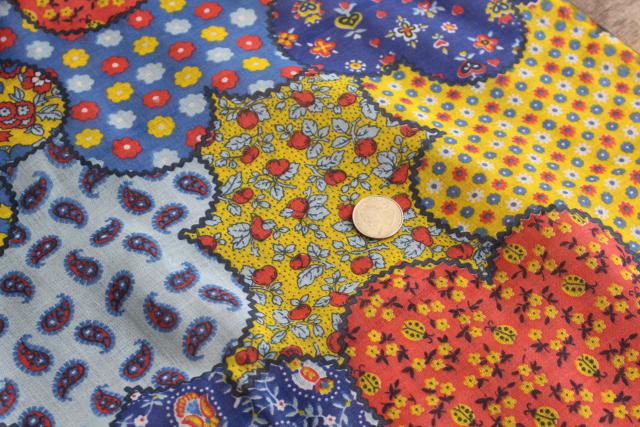 light floaty all cotton fabric summer festival sewing, 70s vintage hippie patchwork print