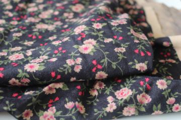 light polyester velvet fabric w/ soft nap, gothic grunge Victorian floral on black 
