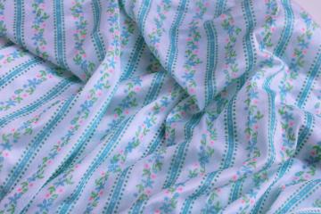 light soft poly tricot fabric, granny style floral stripe print retro 80s vintage
