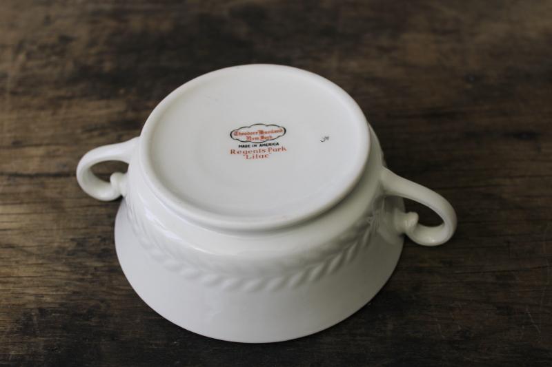 lilac bowl Regents Park pattern vintage Theodore Haviland china cream soup cup