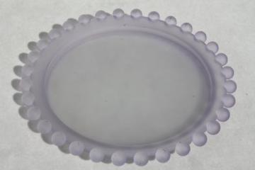 lilac mist pale lavender frosted glass vanity table perfume tray w/ beaded edge