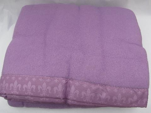 lilac purple vintage St. Marys rayon blankets, pair mint in packages
