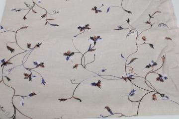 linen color washed cotton fabric w/ machine embroidered floral lagenlook style