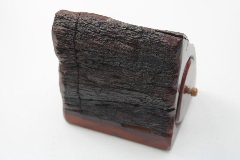 live edge wood log trinket box, woodland gnome home rustic house shape w/ tiny drawer