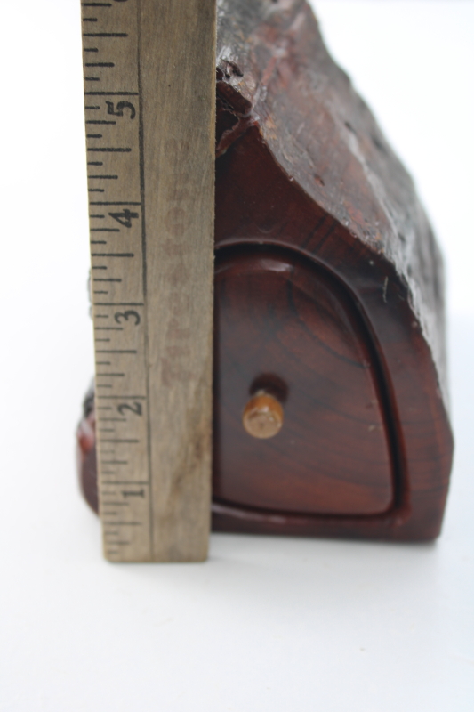 live edge wood log trinket box, woodland gnome home rustic house shape w/ tiny drawer