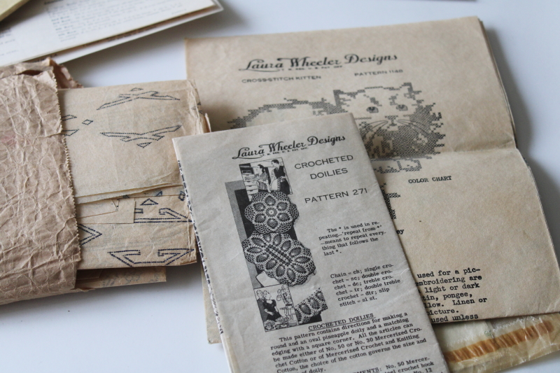 lot 1940s 50s vintage needlework patterns, sewing  crochet pattern leaflets, embroidery designs