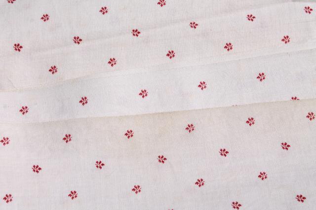 lot 1940s vintage cotton print & gingham checked fabric, patriotic red, white, blue