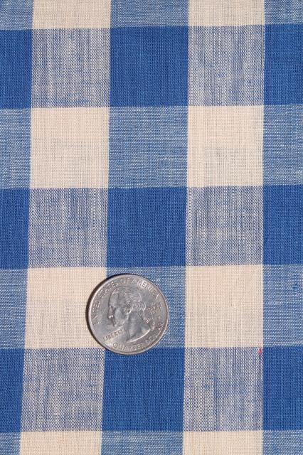 lot 1940s vintage cotton print & gingham checked fabric, patriotic red, white, blue