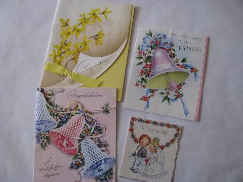 lot 1950s vintage greeting cards, wedding wishes for 1955 bride