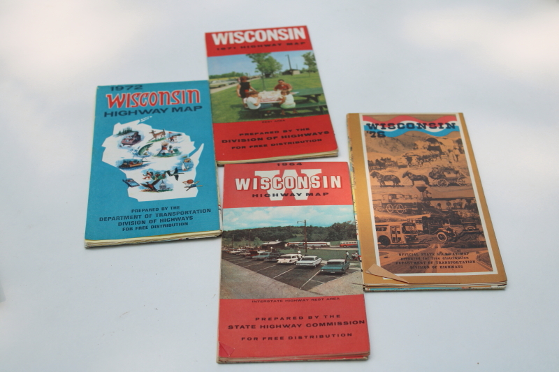 lot 1970s vintage Wisconsin travel brochures maps, north woods camping fishing vacation