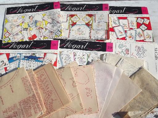 lot 40s, 50s, 60s embroidery transfers, 1,000s of designs for vintage sewing