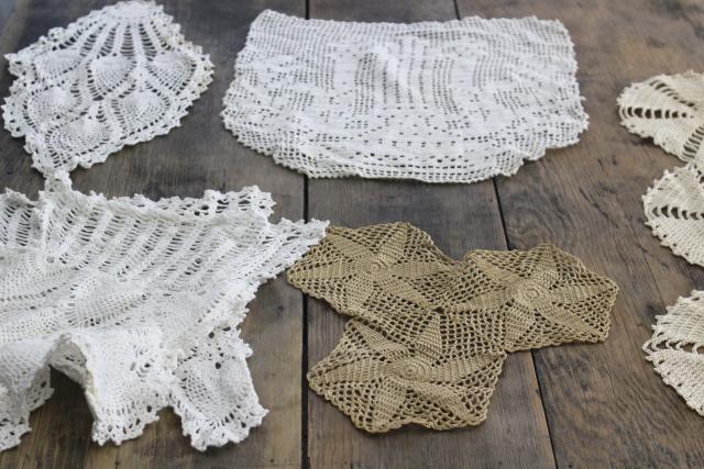 lot 50+ pieces crochet lace chair set doilies to upcycle for wedding party buntings, banners