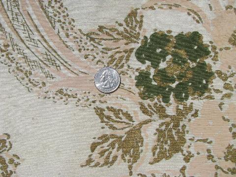 lot 50s-60s vintage drapery fabric samples, silky brocade chantilly white