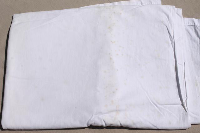 lot all white cotton sheets & pillowcases, vintage bed linens, some trimmed w/ crochet