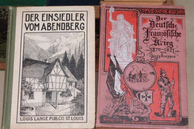 lot antique 1800s vintage German books & almanacs w/ gothic typeface & beautiful bindings