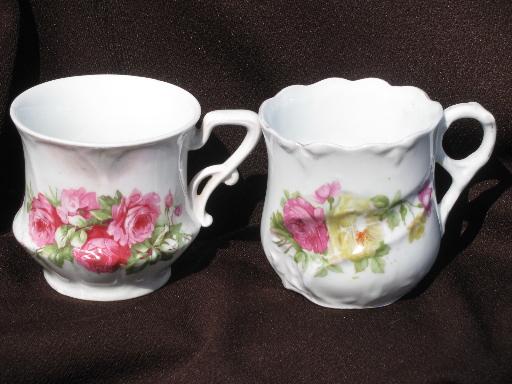 lot antique china shaving mugs, occupational, Germany, unmarked Prussia