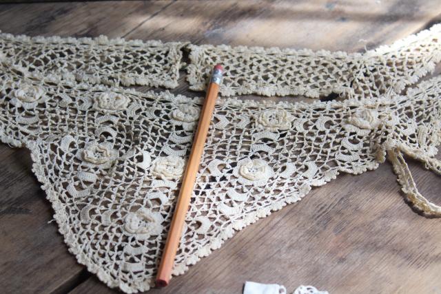 lot antique early 1900s vintage Irish crochet lace collars, edging, dress trim