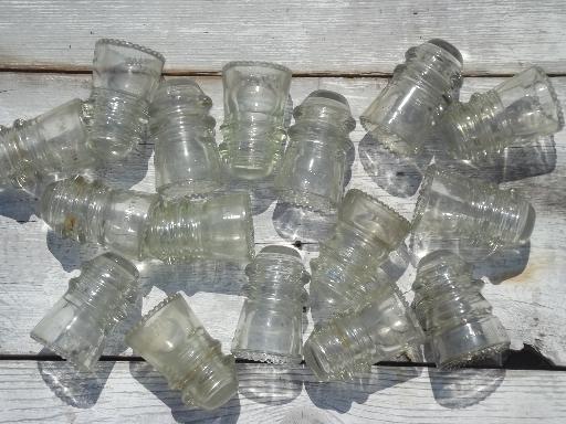 lot antique glass telegraph electrical insulators, steampunk vintage