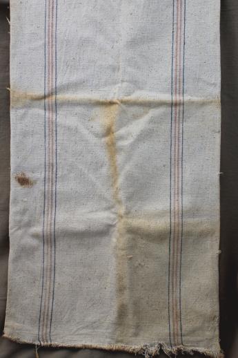 lot antique striped heavy cotton feed sacks grain bags, vintage farm primitive fabric