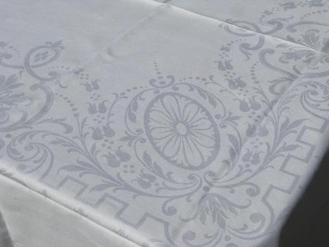 lot antique & vintage Irish linen & cotton damask table linens, 10 tablecloths