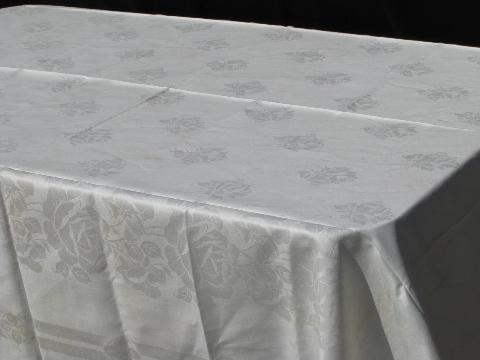 lot antique & vintage Irish linen & cotton damask table linens, 10 tablecloths