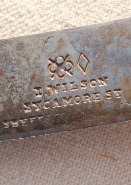 lot antique & vintage high carbon steel kitchen butcher knives w/ nice old marked blades