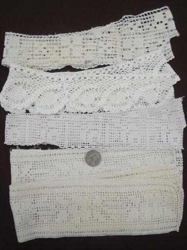 lot antique vintage sewing trims, fine cotton lace edgings & crochet 