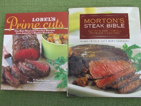 lot big specialty cookbooks, steaks, chops, roasts, bones - all meat!