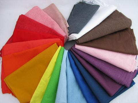 lot cotton / blend fabric, quilting solids, all colors