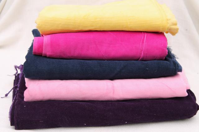 lot cotton corduroy fabric, solid colors pincord & baby wale cords