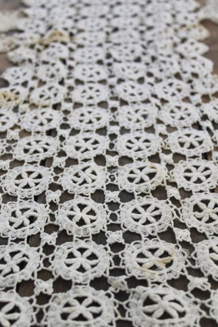 lot crochet lace runners for upcycle or vintage sewing trim, french brocante shabby chic