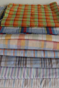 lot fabric remnants cotton blend shirting stripes  plaids for quilting, crafts