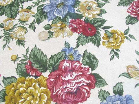 lot glazed cotton chintz vintage John Wolf floral print fabric sample ...