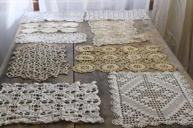 lot lace doilies & table mats, tray cloths - vintage lace for upcycling projects, sewing crafts