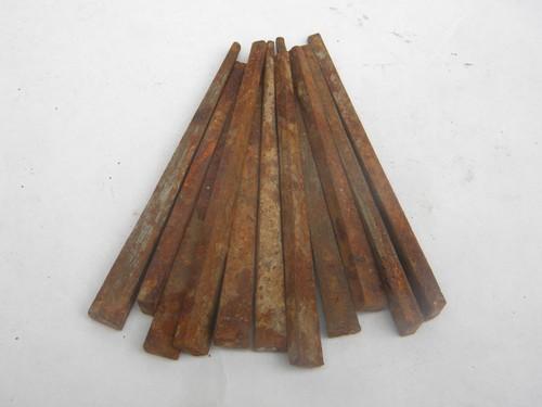 lot large primitive old rusty square cut nails w/forged rose heads