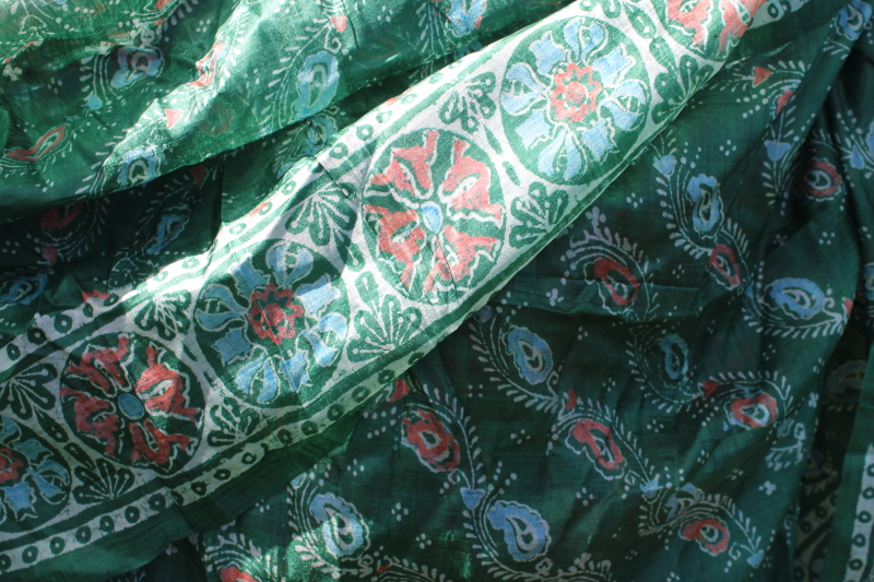 lot large pure silk scarves flowery prints jewel colors vintage hippie chick boho style