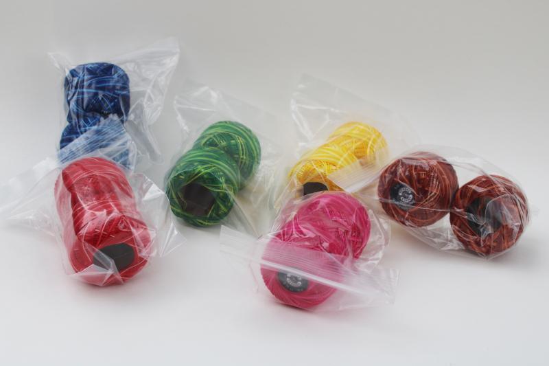 lot mini balls pearl cotton thread for crochet, embroidery – bright variegated colors