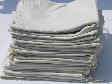 lot of 12 old feed sack bags, vintage plain cotton fabric flour sacks