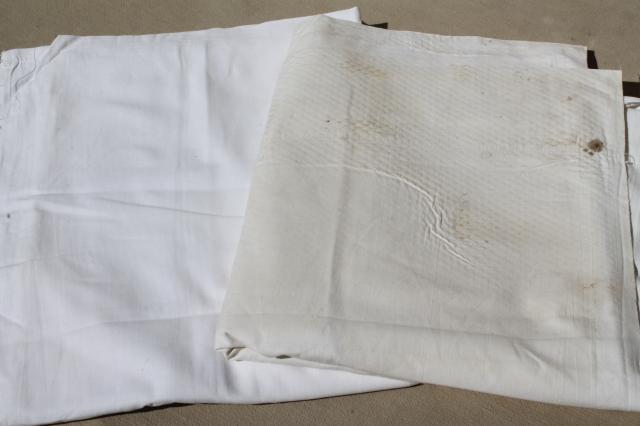 lot of 12 plain white cotton bedsheets, flat bed sheets, vintage bedding bed linens
