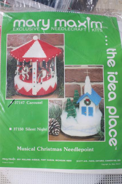 lot of 12 sealed needlework kits, Christmas plastic canvas crafts decorations to make