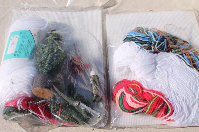 lot of 12 sealed needlework kits, Christmas plastic canvas crafts decorations to make